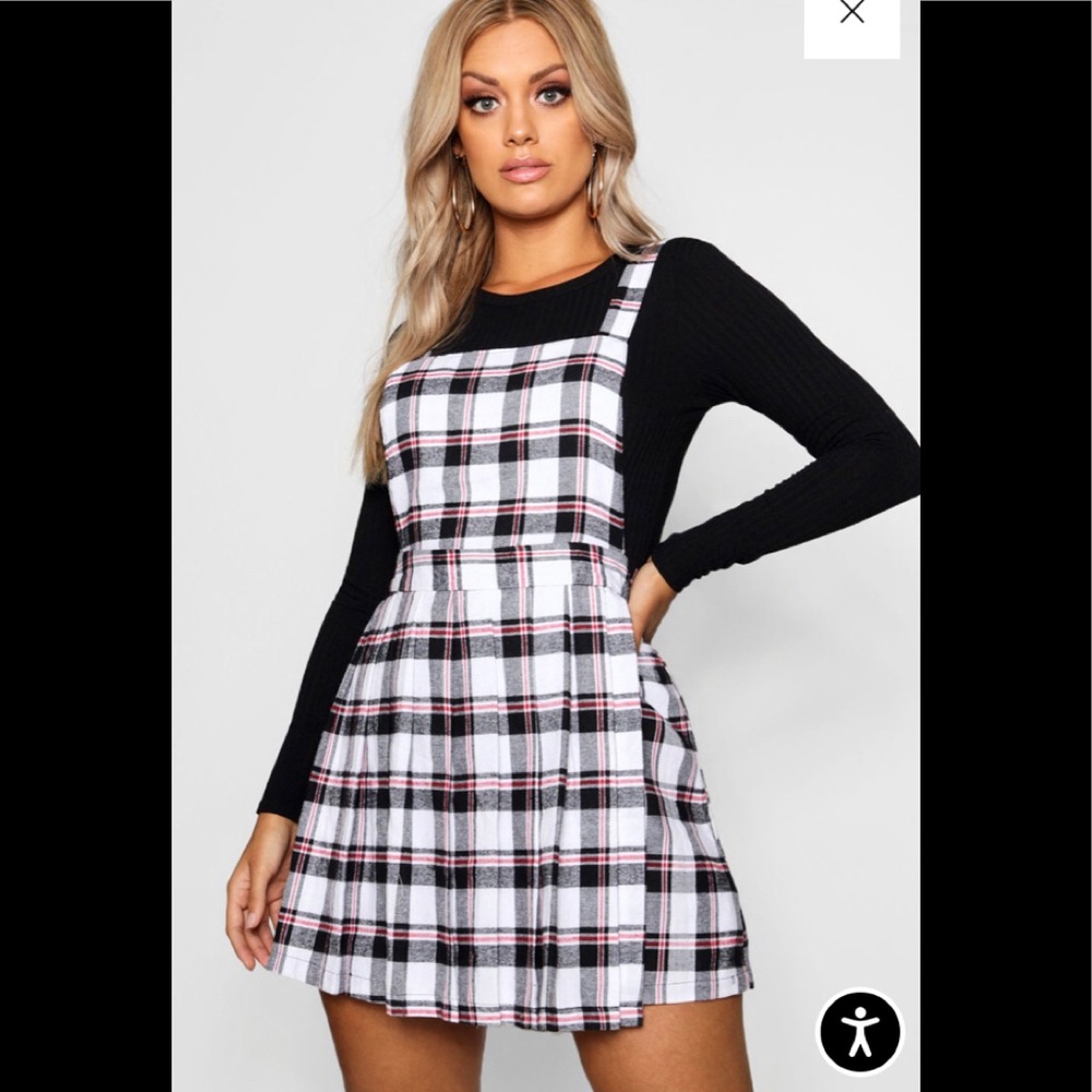Checkered pinafore dress